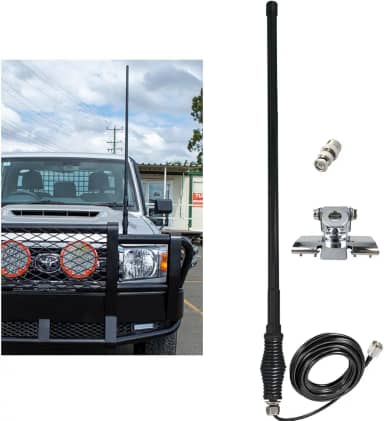 SIGNALPLUS Antena móvel GMRS de 2 m 70 cm para veículos, antena de rádio amador de carro UHF VHF com base de mola, suporte de capota de carro, PL259, compatível com rádio móvel amador, rádio amador