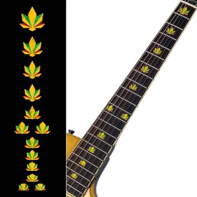 Marcadores de traste com adesivo incrustado para guitarras e baixo - 420 - cor rasta