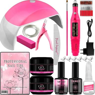 Kit Unha Gel Acrigel Fibra Para Iniciantes Completo Cabine estufa de Unhas e lixadeira elétrica Manicure Profissional