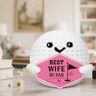 Presente para esposa - presentes de aniversário para sua namorada do marido, ideias românticas para aniversário de namorados elefante branco presente de dia das mães - crochê artesanal golfe