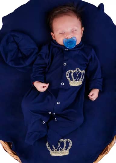 Saída Maternidade Menino Coroa 4 peças Roupas de Bebê