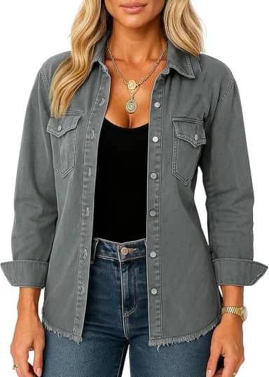 Jaqueta jeans feminina abotoada desgastada manga comprida bolsos jaqueta jeans casaco jeans