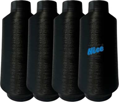 Kit 4 Fios 500G Cada - Preto, Branco - Para Costura Maquina Overloque (PRETO)