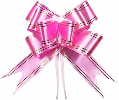 Laço Fácil Mágico para Embalagem de presentes - 3 tamanhos - KIT 10 Unidades (Rosa e Dourado, P (11mmx20cm))