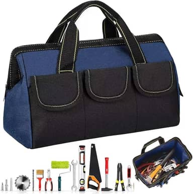 Bolsa de Ferramentas Profissional, 31cm, Equipado com base de borracha impermeável，com Compartimentos Múltiplos，Usado para organização e armazenamento de ferramentas