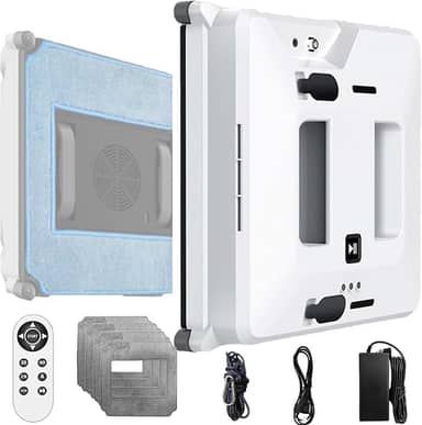 Robot limpa-vidros, limpador elétrico inteligente, sujidade de 3000 Pa pulverizador de água automático 3 modos proteção contra cortes de energia, para janelas, azulejos