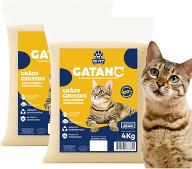 Kit Areia Mandioca 8 kg Grãos Grossos Para Gato Biodegradável 100% Natural