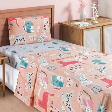 Jogo de Cama Solteiro Infantil 03 Peças Bouti Kids Gatinha