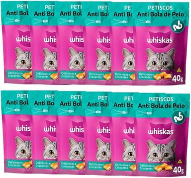 Caixa 12un Petisco Whiskas Temptations Anti Bola De Pelo Gatos Adultos 40g