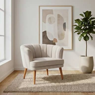 Poltrona Cadeira para Sala de Estar Confortável Tecido VeludoMOBLAN decor (Bege)