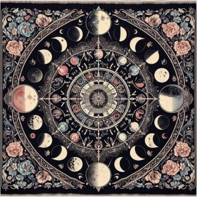 Toalha para Jogo de Tarot 0,70x0,70cm LUA