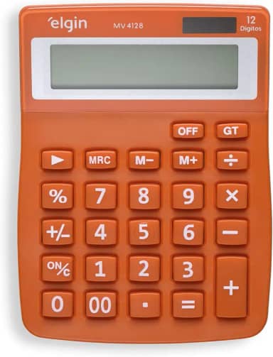 Calculadora 12 Dígitos Mv-4128 Elgin Duplo Zero Laranja
