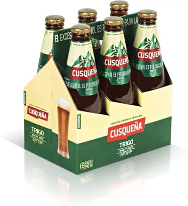 Cusqueña Trigo Cerveja Premium Peruana, Pack com 6 Garrafas de 330ml, Cerveja de Trigo