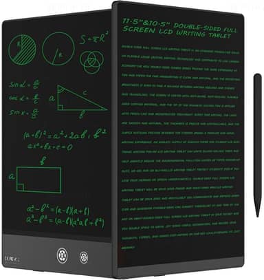 Tablet de escrita LCD para adultos - tablet de escrita LCD de 10,5 polegadas, tela cheia de dupla face, bloco de notas digital para escola, escritório, casa, apagável, reutilizável