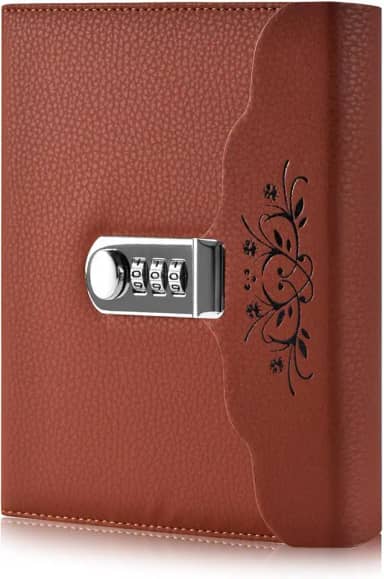 ARRLSDB Lock Diary Caderno de couro para escrever caderno organizador de senha digital com bloqueio diário pessoal (marrom)
