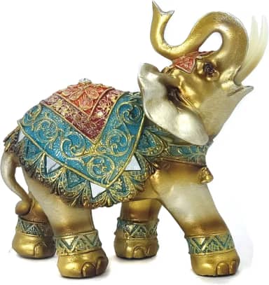 Elefante Decorativo Em Resina Indiano Sabedoria Sorte Modelo Elf-S (S300)