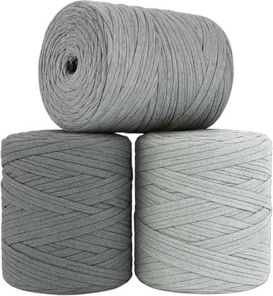 SYMEON Fio de Malha 1kg Ecologico Residual 140m Artesanato Crochê (Tons de cinza)