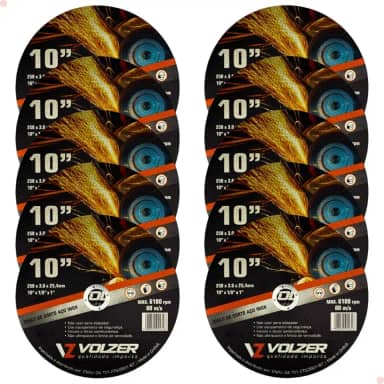 Volzer, Kit 10 Discos de Corte Policorte Volzer Aço Inox 10 Pol x 3mm x 1 Pol 5316