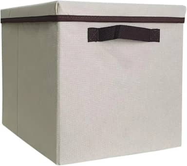 Caixa Organizadora com Tampa para Closet e Armário Grande Bege Alça Resistente quadrada