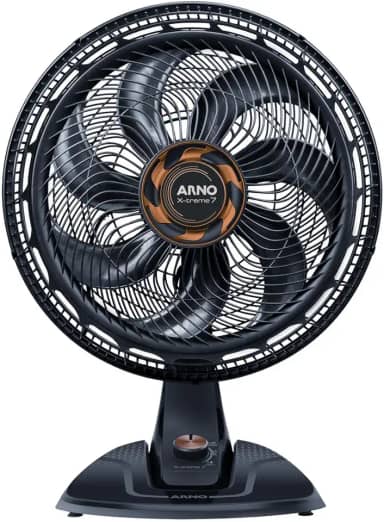 Ventilador de Mesa Arno X-TREME 7 Cinza 40cm VE71, 150W, 7 Pás, 3 Velocidades, Oscilação 80º, Power Zone, Modo Noturno Silencioso, 110V