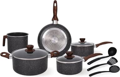 Jogo de Panelas Indução Cerâmica Antiaderente 8 Peças, Adequado para Fogão a Indução, Gás, Elétrico e Vitrocerâmico, Durável Lindas e Qualidade