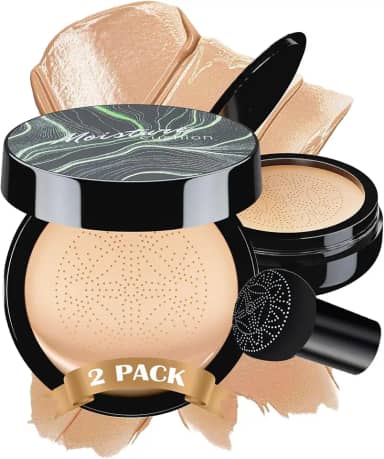 OETUIOW Base De Maquiagem Facial Mushroom Head Air Cushion - Bb Para Pele Madura, Corretivo Hidratante, Iluminador, Duradouro, Tom Uniforme Todos Os Tipos (2 Unidades Naturais)