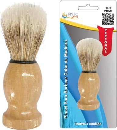 Pincel Para Barbear NYBC Beauty Cabo De Madeira Lã de Nylon
