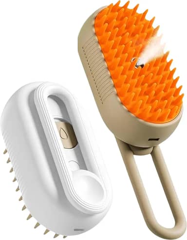 Escova Pet Vapor Elétrica 3 em 1 com Vapor Recarregável USB Massageadora, Removedora de Pelos e Hidratante para Gatos e Cães Linha Premium
