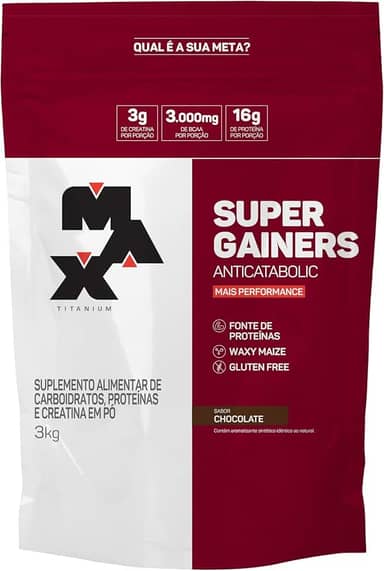 Super Gainers (3kg) - Sabor Chocolate, Max Titanium