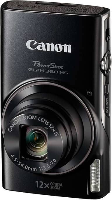 Canon Câmera digital PowerShot ELPH 360 com zoom óptico de 12x e estabilização de imagem – Wi-Fi e NFC (Preto)