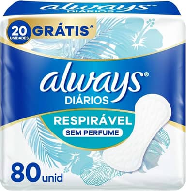 Protetor Diário Always Respirável - 80 unidades