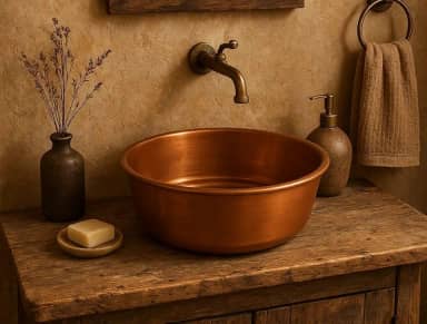 Cuba Redonda Para Pia Alumínio Reforçado 32x14cm Banheiro/lavabo Cor Cobre