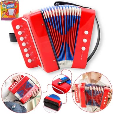 Sanfona Infantil Vermelha com 3 Baixos para Crianças Semi Profissional