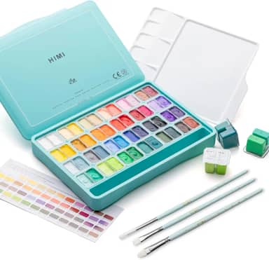 HIMI Conjunto de tinta guache gelatinosa de copo duplo, 48 cores 12 g, design de copo de gelatina, tinta não tóxica para tela e papel, materiais de arte para profissionais (capa verde)