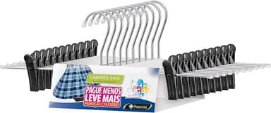 Cabide de Saia e Shorts Cromado Organização Roupa Armario - Kit com 10 unidades