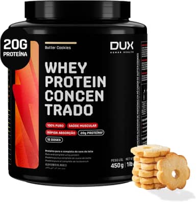 Whey Protein Concentrado Butter Cookies Pote 450g – Contribui para o Ganho Muscular Hipertrofia – Dux Human Health