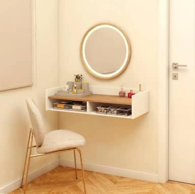 Escrivaninha Suspensa de Parede 90cm com Nichos Mesa Flutuante para Home Office e Estudo