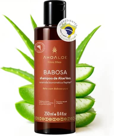 AHOALOE Shampoo Babosa Aloe Vera e Alecrim, Fortalecimento Capilar, Reconstrutor, Combate a Quebra dos Fios, Fórmula Natural Todos os Tipos de Cabelo 250ml