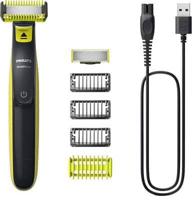 Aparador e Barbeador Elétrico de Pelos Philips OneBlade com 4 pentes QP2824/10 À prova d’água - Bivolt