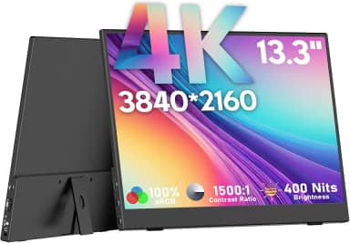 Dispaly portátil 4K, 13,3' 3840 * 2160 IPS tela portátil para laptop, slim leve HDR Travel Monitor USB-C HDMI Monitor portátil de jogos w/Smart Cover para laptop PS5 / 4 Xbox Switch