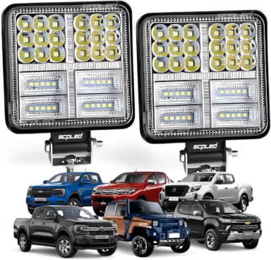 Par Farol De Milha Quadrado Led 126w Universal Super Potente Branco