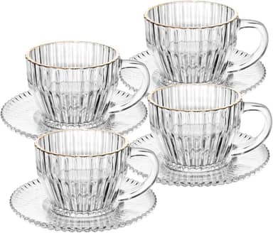 WOLFF - Conjunto 4 Xícaras de Chá de Cristal com Fio de Ouro Imperatriz 220ml