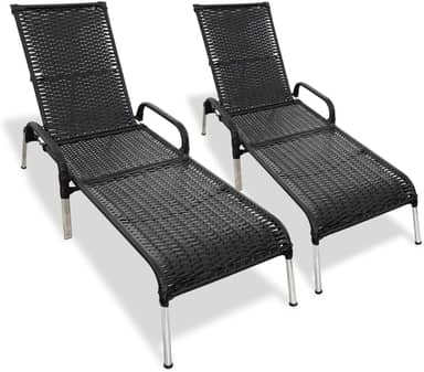 Kit 2 Espreguiçadeiras Reclinável Alumínio Madrid (preto)