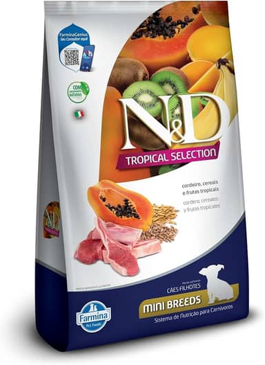 N&D Tropical para Cães Filhotes de Raças Mini e Pequenas Sabor Cordeiro, Cereais e Frutas Tropicais 2,5Kg