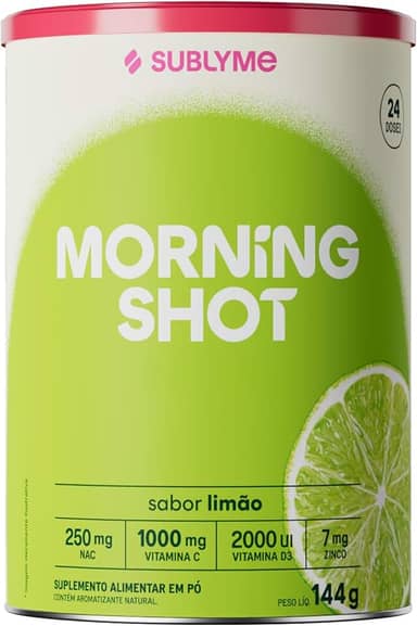 Morning Shot sabor Limão - Classic Size (144g) - Sublyme | Suplemento em Pó com Vitamina C, Vitamina D, Própolis e Cúrcuma | Efeito Anti-Inflamatório, Auxílio à Imunidade, Ação Antioxidante, Aporte de Vitaminas e Minerais.