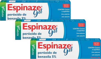 Kit 3 Espinaze Gel 20g Benzoíla 5% n Contra cravos e espinhas