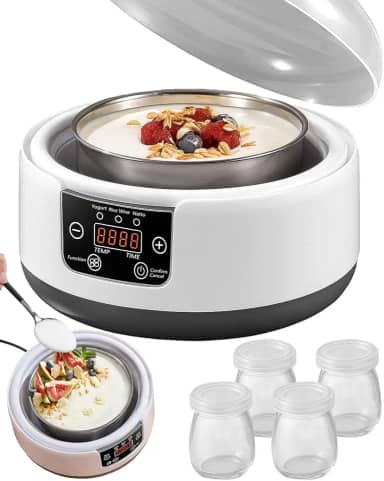 Máquina de iogurte 36 horas, máquina automática de iogurte digital com controle de temperatura constante e temporizador, máquina multifuncional de iogurte probiótico para queijo caseiro, vinho de