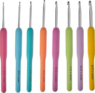Kit de Agulha Para Crochê, NYBC, 8 Agulhas de Diferentes Tamanhos, Cabo de Silicone