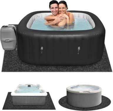 Almofada inflável para banheira de hidromassagem de 203 x 203 cm, protetor de piscina reutilizável acima do solo, tapete de spa absorvente de água para piscina inflável interna e externa