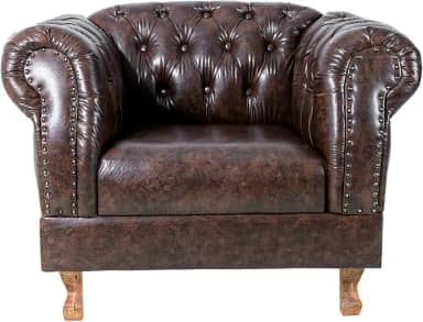 Poltrona Chesterfield Duque Para Sala, Tv, Estar, Recepção, Barbearia, Decoração - Corano Marrom